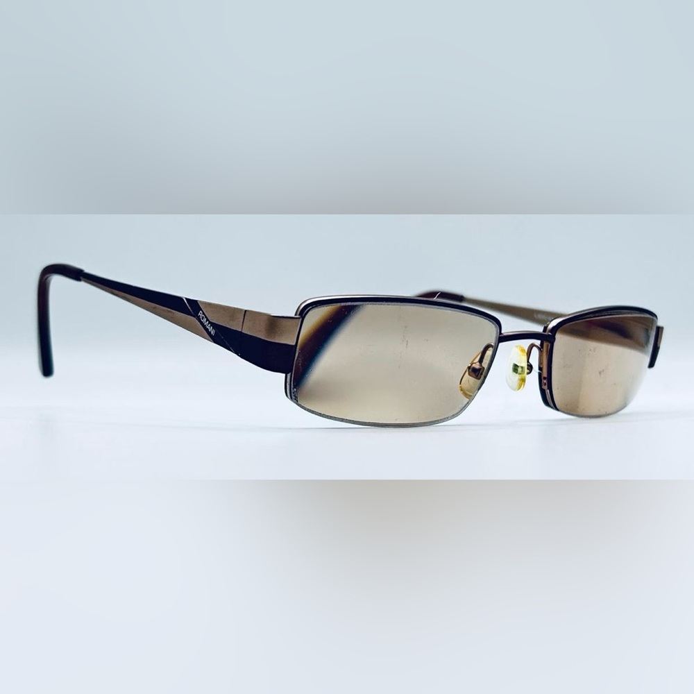 Alberto Romani AR0001 Brown Gold Rectangular Half-Rim Sunglasses Frames Only